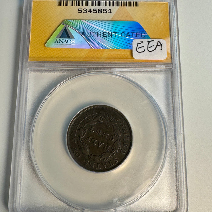 1835 Classic Head US 1/2C Half Cent, ANACS F-12