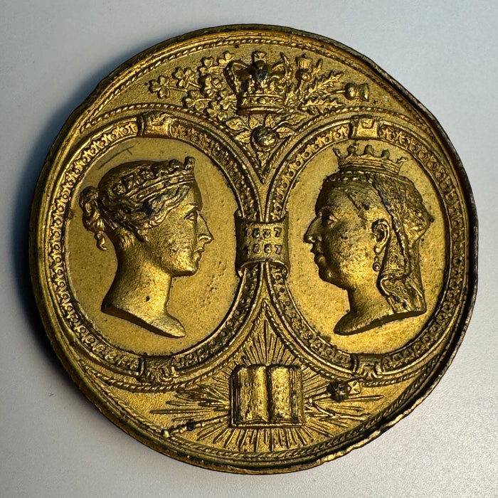 1837-1887 Victoria Golden Jubilee Coronation Medal, Gilded White Metal, 37mm