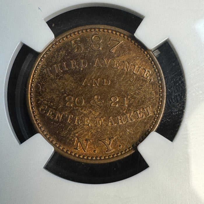 1863 New York NY Civil War Token, Fred. Rollwagen Jr, F-630BI-1a, NGC MS-64 RB