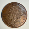 1874-1924 National Women’s Christian Temperance Union - Official Jubilee Year ‘Indian Head’ Medal, 2.5” Bronze