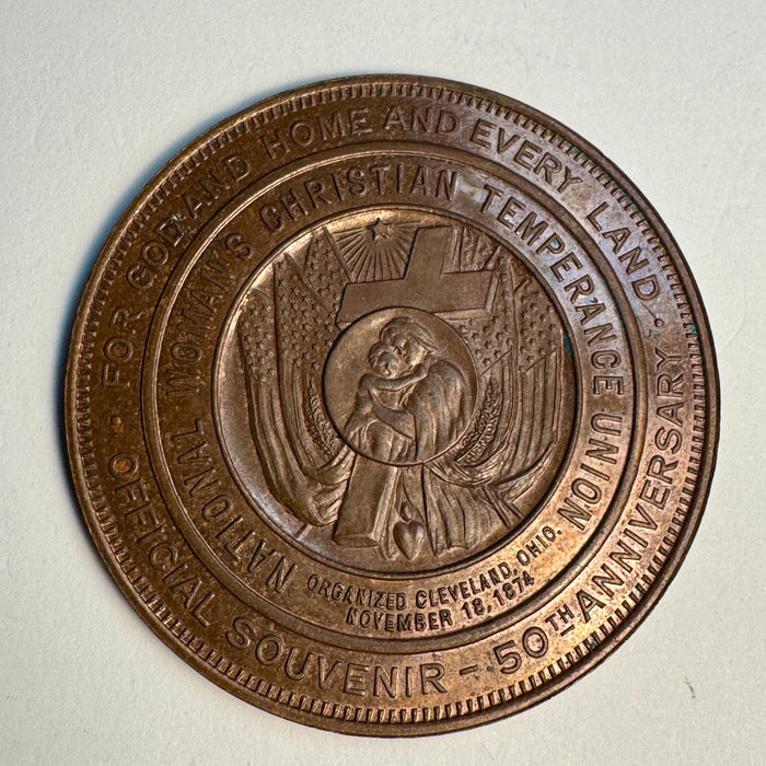 1874-1924 National Women’s Christian Temperance Union - Official Jubilee Year ‘Indian Head’ Medal, 2.5” Bronze