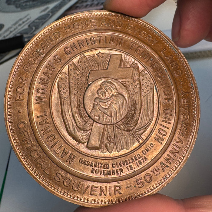 1874-1924 National Women’s Christian Temperance Union - Official Jubilee Year ‘Indian Head’ Medal, 2.5” Bronze