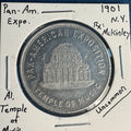 1901 Pan-American Exposition Temple of Music & President McKinley aluminum medal, scarce