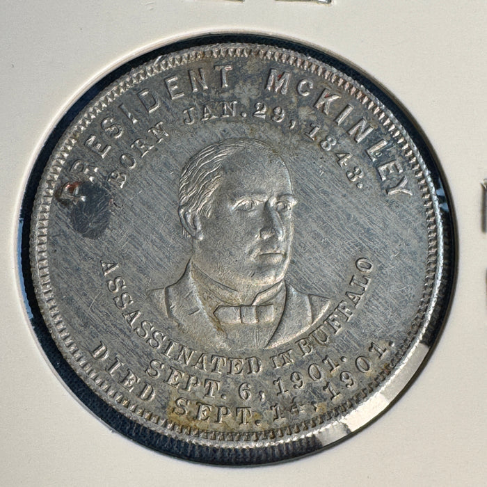 1901 Pan-American Exposition Temple of Music & President McKinley aluminum medal, scarce