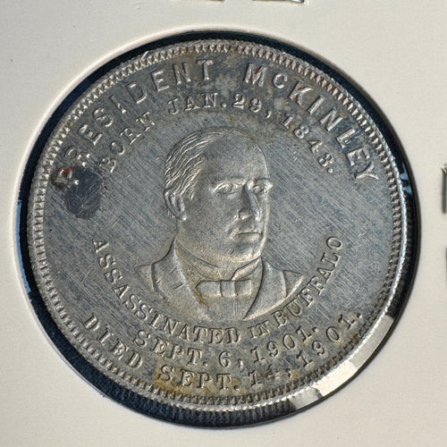 1901 Pan-American Exposition Temple of Music & President McKinley aluminum medal, scarce