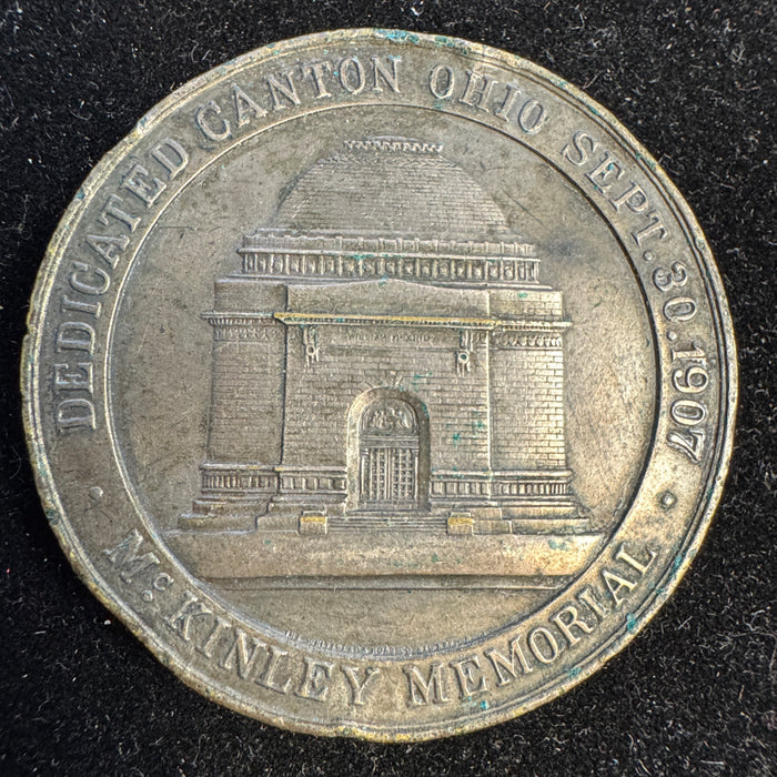 1907 William McKinley Memorial Canton Ohio dedication medal, 51mm Silverplated Bronze