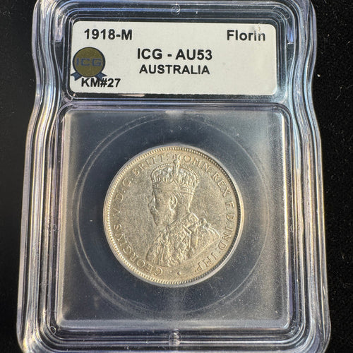 1918-M Australia Florin (2S) KM-27, ICG AU-53