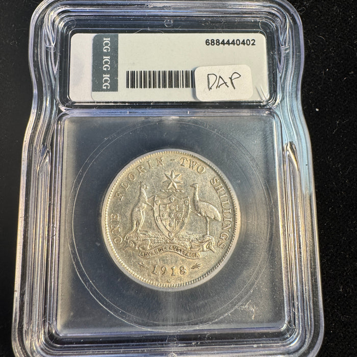1918-M Australia Florin (2S) KM-27, ICG AU-53