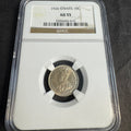 1926 Straits Settlements 10 Cents Silver, George V, NGC AU-55