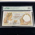 1941 France 100 Francs, P#94, PMG Ch Unc 64