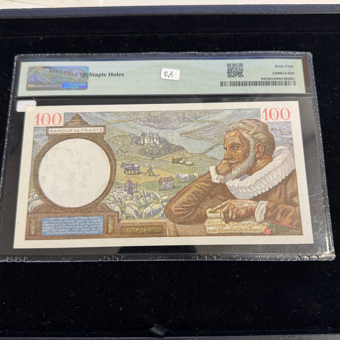 1941 France 100 Francs, P#94, PMG Ch Unc 64