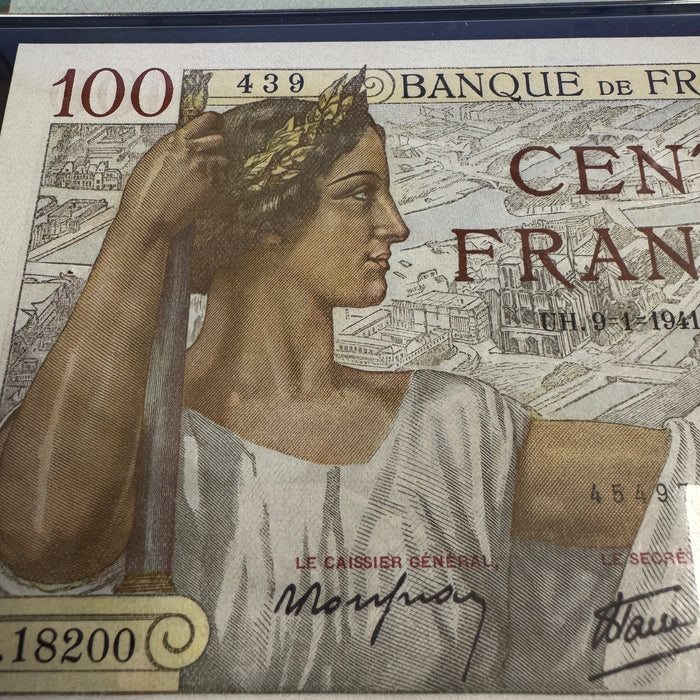 1941 France 100 Francs, P#94, PMG Ch Unc 64