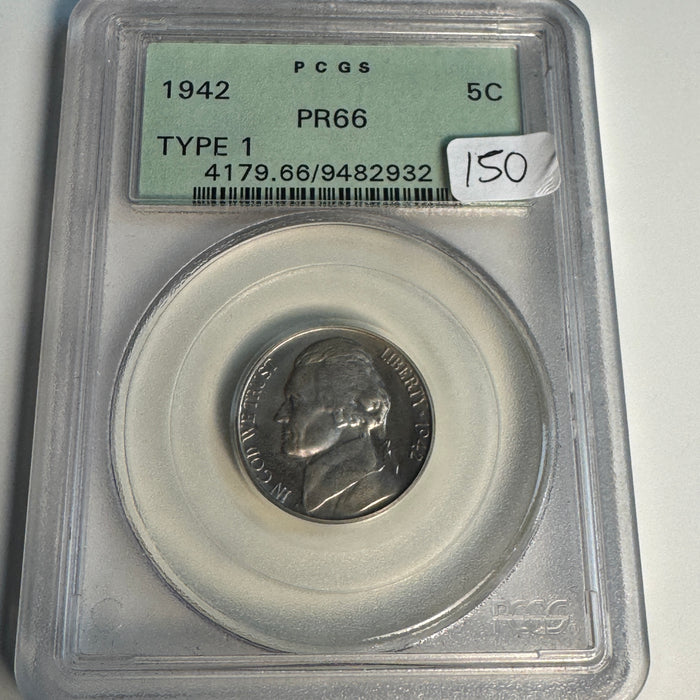 1942 Jefferson Nickel Proof, Type 1, PCGS PR-66