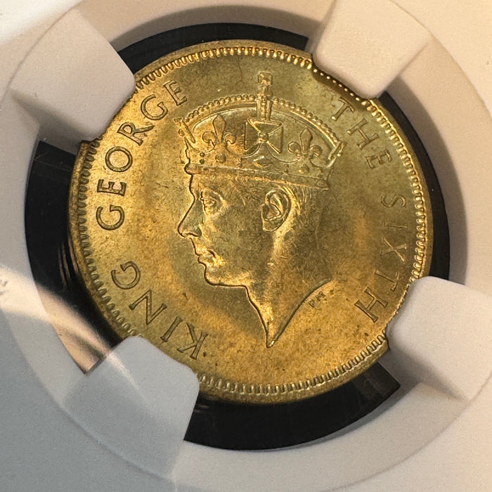 1952 Jamaica Farthing 1/4P, KGVI, NGC MS-65, Pop 17/1 Near Top 🇯🇲