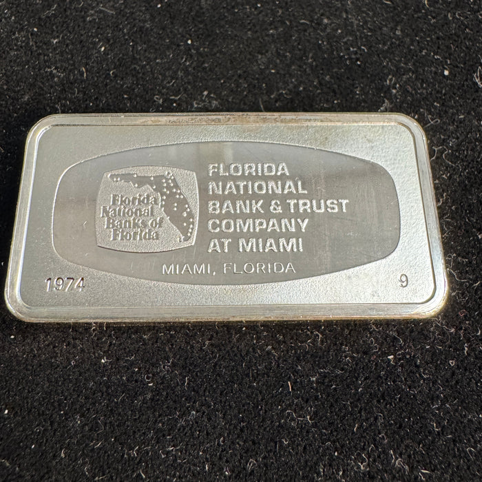 1974-FM Florida National Bank & Trust Miami - 1000 Grains Sterling Silver Bar