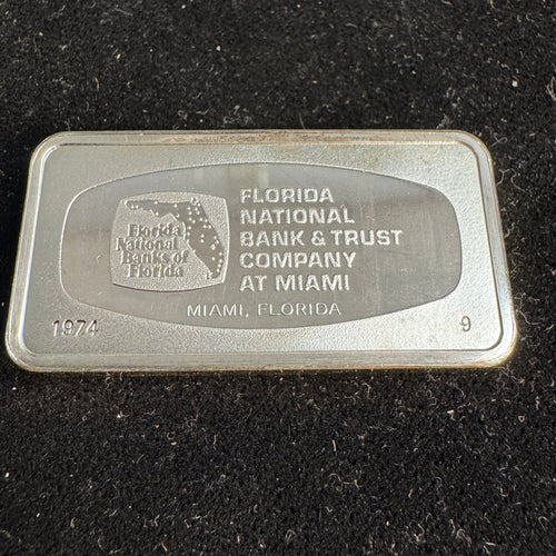 1974-FM Florida National Bank & Trust Miami - 1000 Grains Sterling Silver Bar
