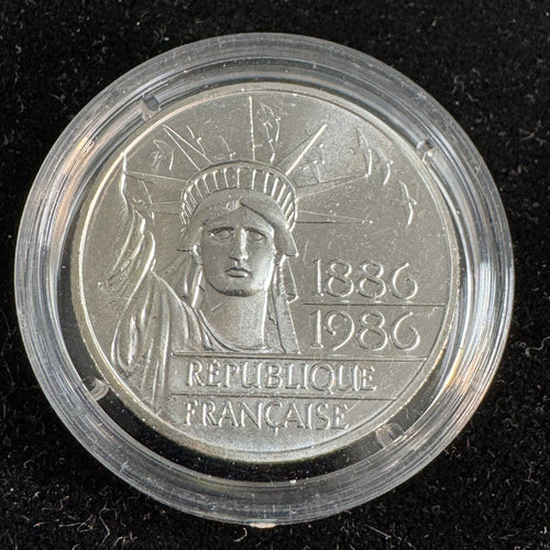 1986 France 100 Francs Silver Statue of Liberty, 30g PIEDFORT - UNC