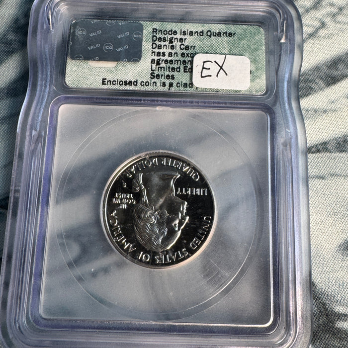 2001-S Rhode Island State Quarter, Proof, ICG - RI 25c Designer Daniel Carr Signature