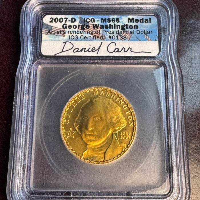 2007 Daniel Carr George Washington Concept Dollar (Medal/Pattern), ICG MS-65