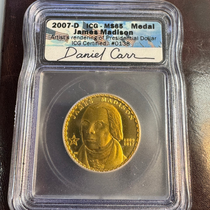 2007 Daniel Carr James Madison Concept Dollar (Medal/Pattern), ICG MS-65