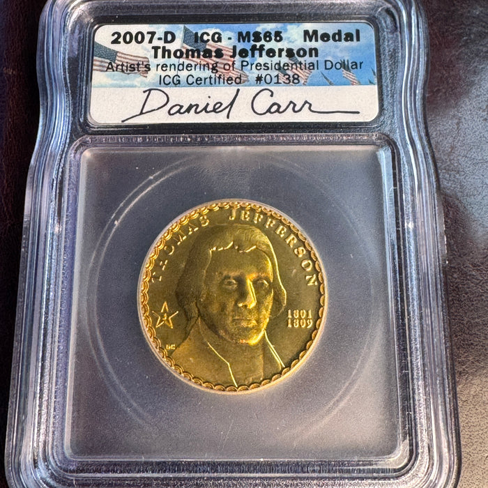 2007 Daniel Carr Thomas Jefferson Concept Dollar (Medal/Pattern), ICG MS-65