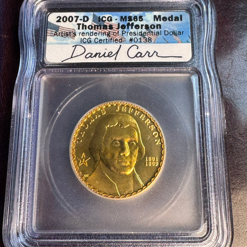2007 Daniel Carr Thomas Jefferson Concept Dollar (Medal/Pattern), ICG MS-65