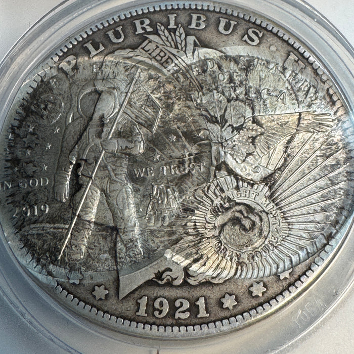 2019-D Daniel Carr Medal - Moonlight Mint Open House Double-Struck on 1921-S Morgan, ANACS MS-65