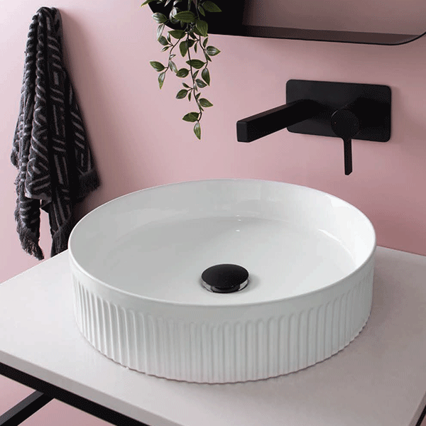 ADP Round Fluted Above Counter Basin White at The Blue Space