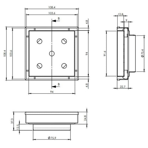 ART Australia 316 Stainless Steel Square Tile Insert Waste 80mm Outlet