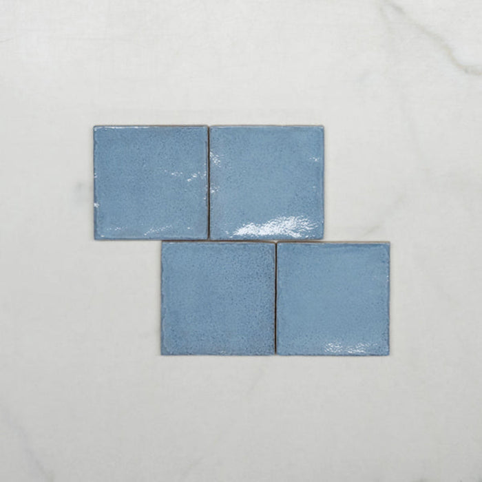 Pattern No Hand Ash Blue Dianna Zellige Tile 100 x 100 x 9mm Spanish Ceramic  - The Blue Space