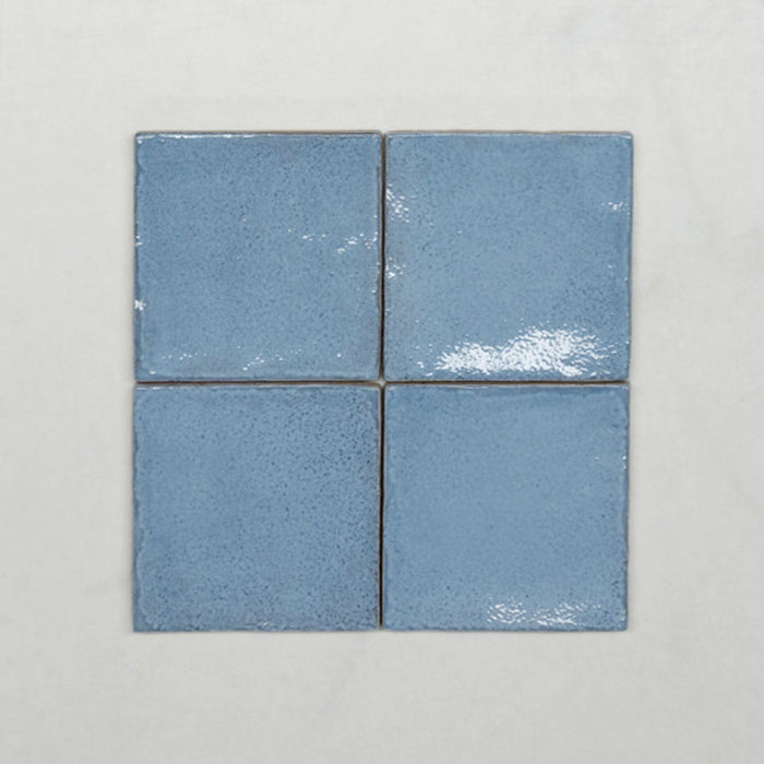 No Hand Ash Blue Dianna Zellige Tile 100 x 100 x 9mm Spanish Ceramic  - The Blue Space