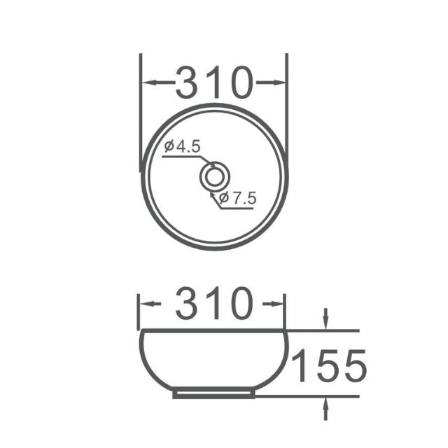 Bao Classic 310mm Above Counter Basin - Gloss White