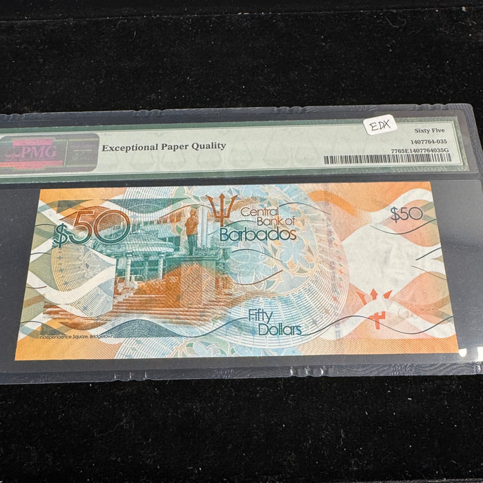 Barbados 2013 $50 Dollars, P#77, PMG 65 Gem Unc EPQ