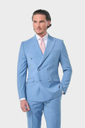 Bond Wool Rich Ocean Blue Double Breasted Blazer