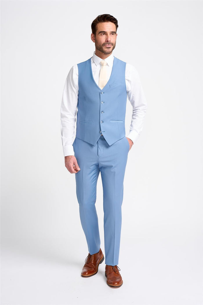 Bond Wool Rich Ocean Blue Waistcoat