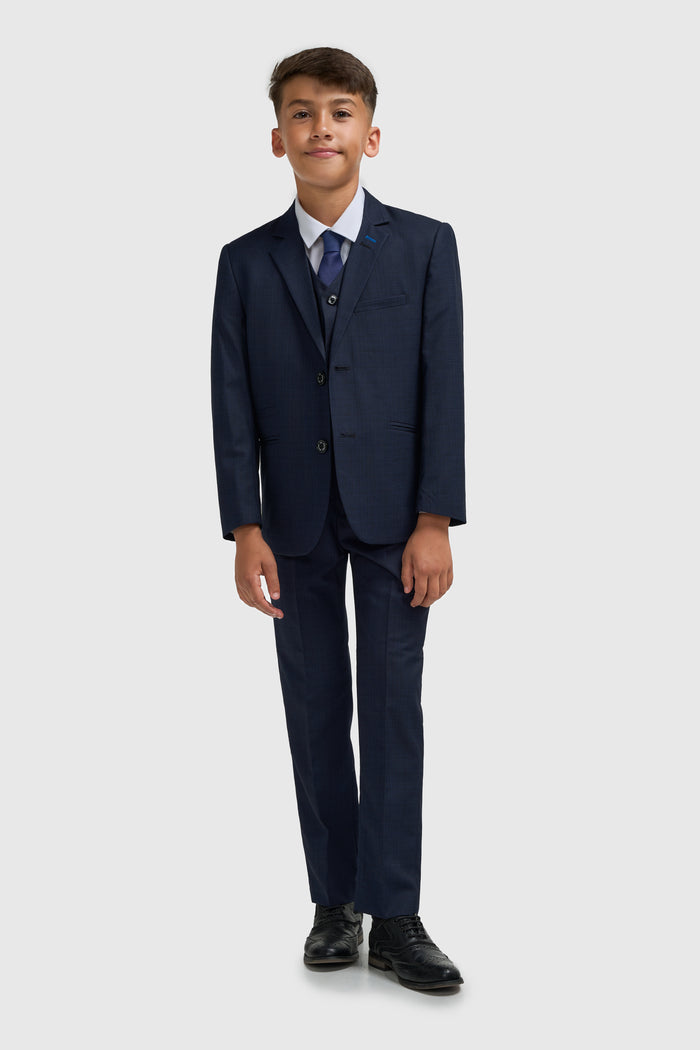 Boys Navy Plain Suit - House of Cavani