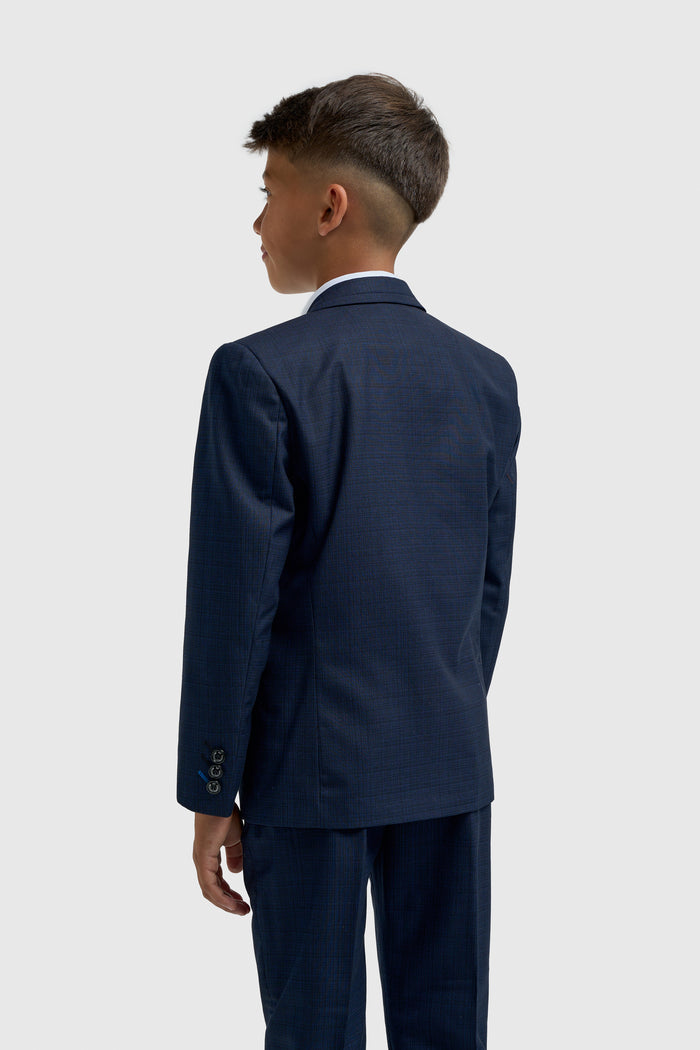Boys Navy Plain Suit - House of Cavani