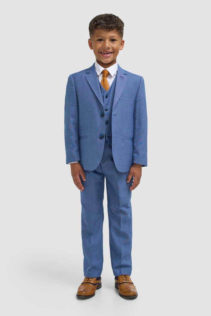 Boys Sky Blue Three Piece Suit - House of Cavani