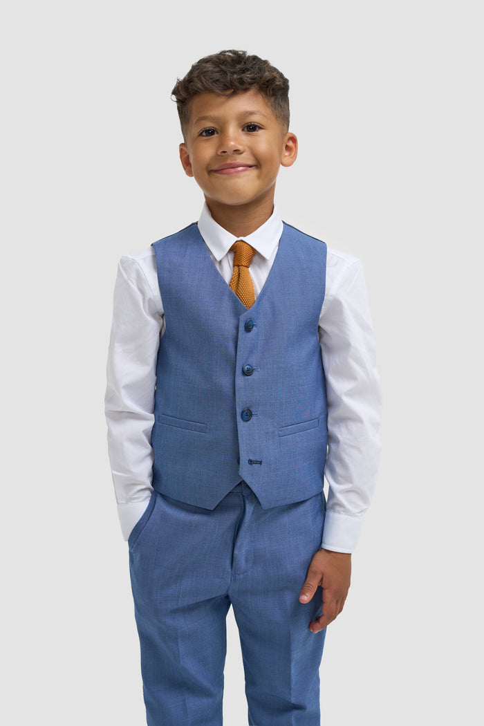 Boys Sky Blue Three Piece Suit - House of Cavani
