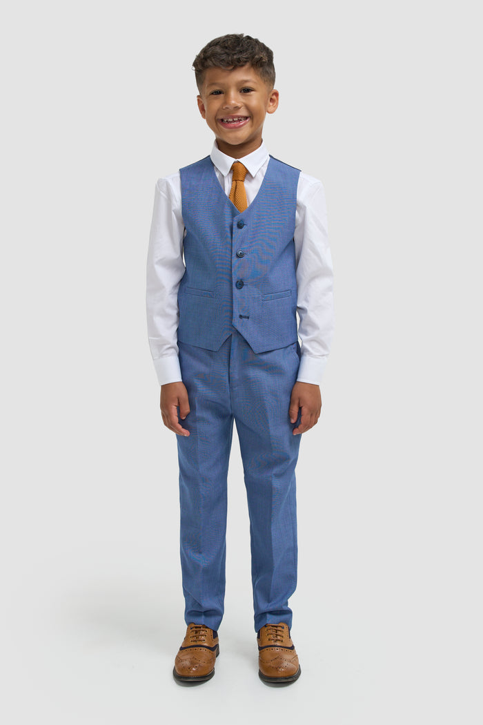 Boys Sky Blue Three Piece Suit - House of Cavani