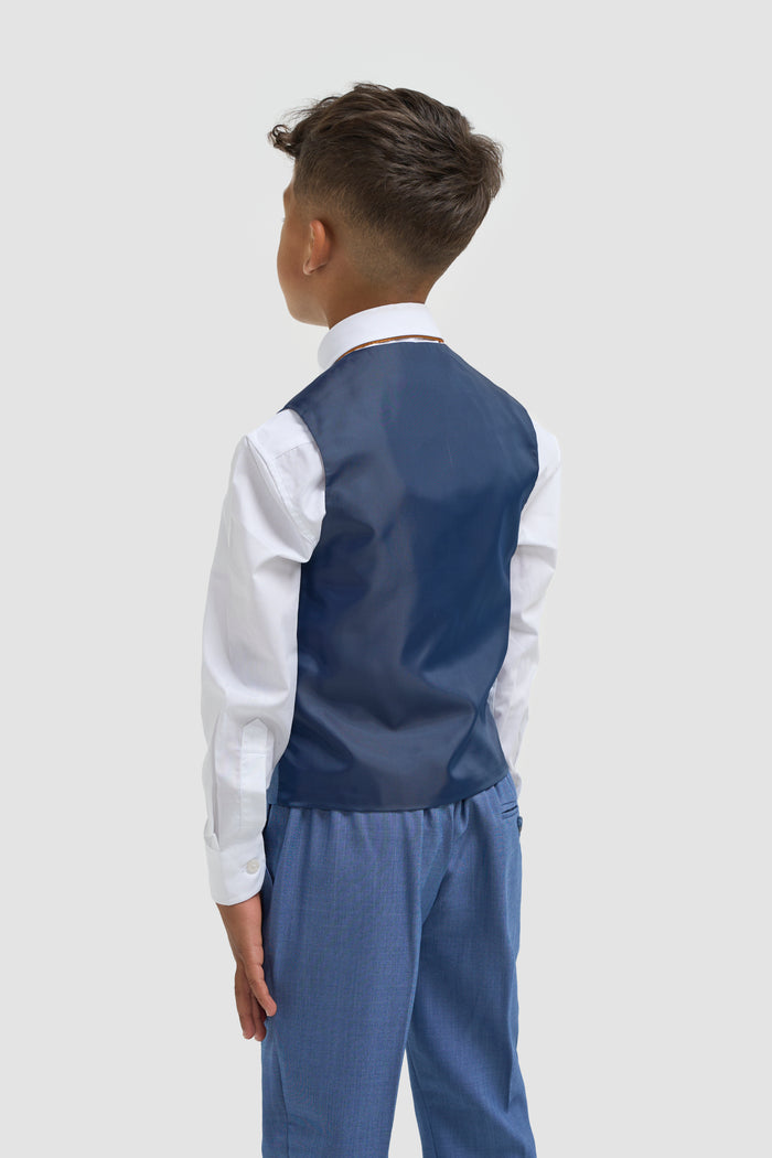 Boys Sky Blue Three Piece Suit - House of Cavani