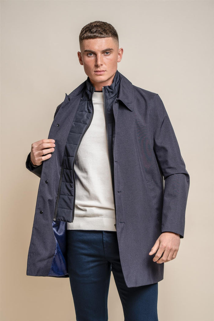 Brando mac navy long coat front