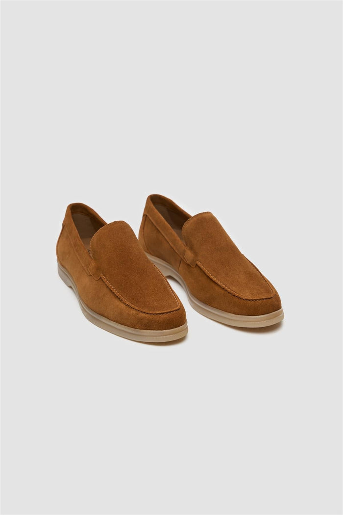 Breezy Tan Slip-On Suede Loafers