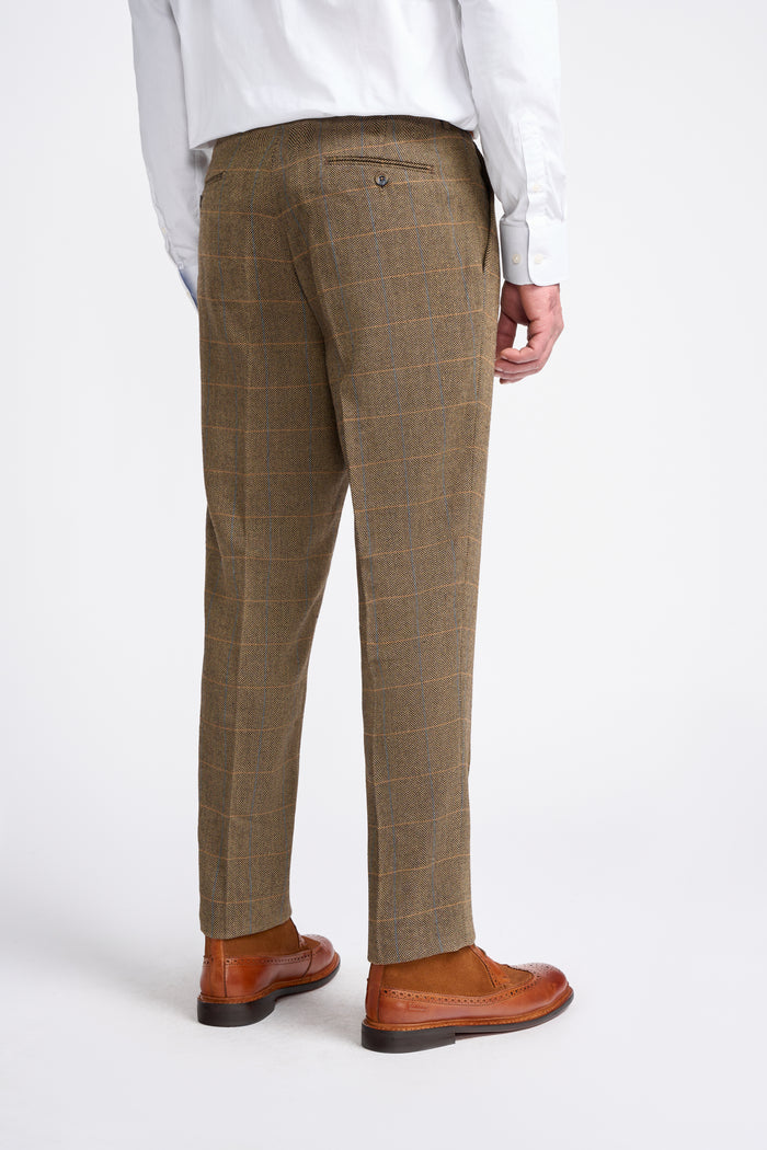 Brown Tweed Check Trousers - House of Cavani