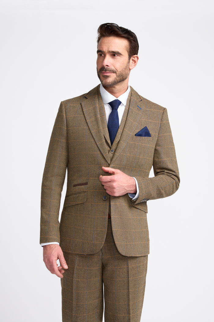 Brown Tweed Three Piece Suit - House of Cavani