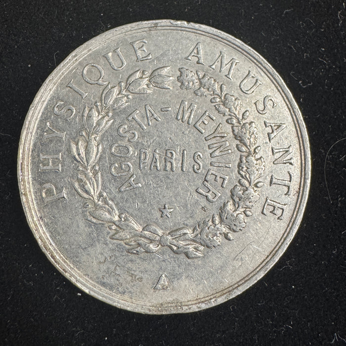 c1910s Agosta-Meyneir Paris France Magician’s Token, 36mm AL, Very Rare, Keuthe MT-006