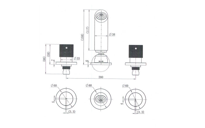 Technical Drawing: Modern National Cadence 1/4 Turn Shower Set Matte Black