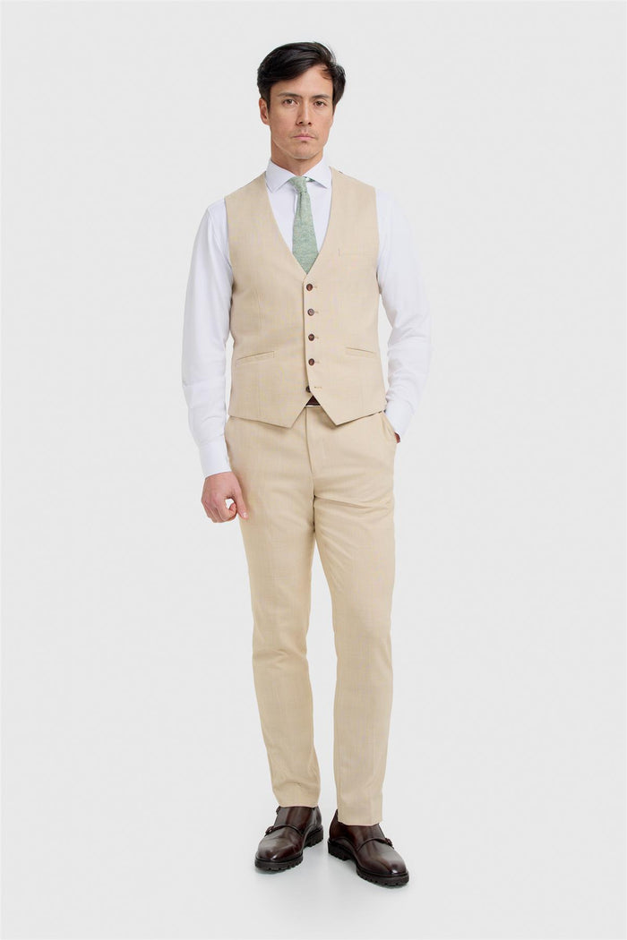 Camden Beige Waistcoat - House of Cavani