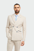 Caridi Beige Double Breasted Blazer