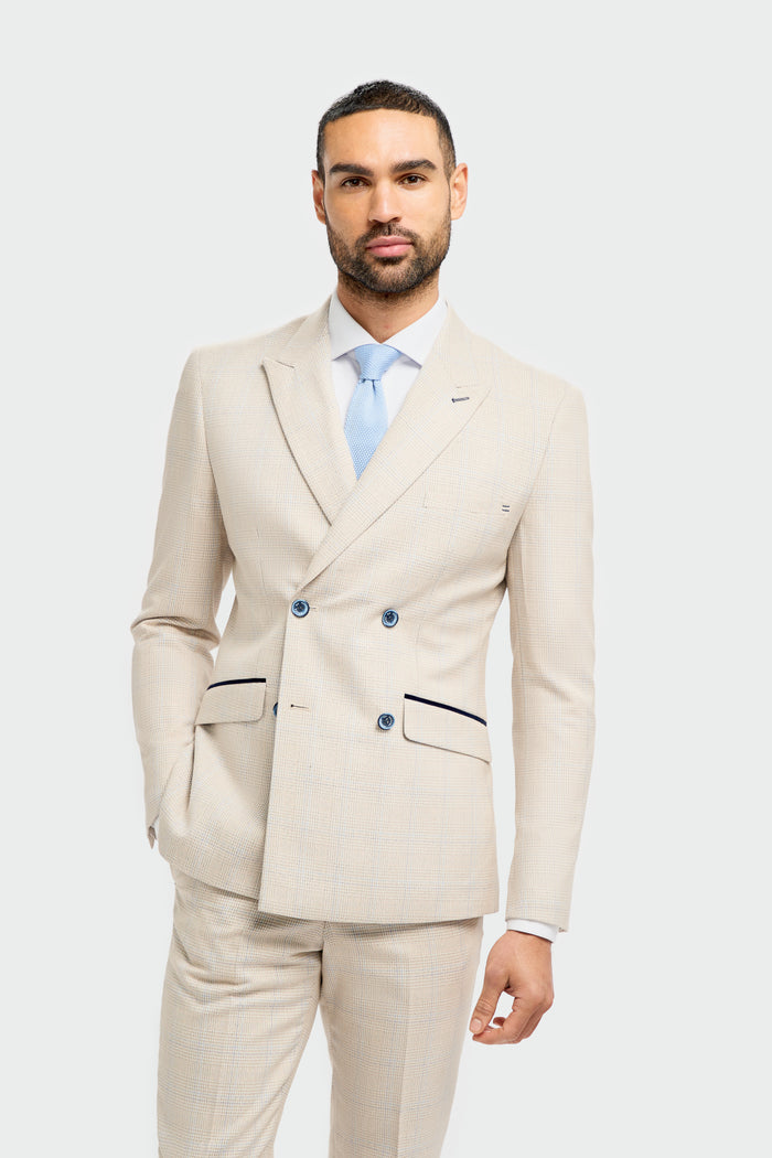Caridi Beige Double Breasted Blazer